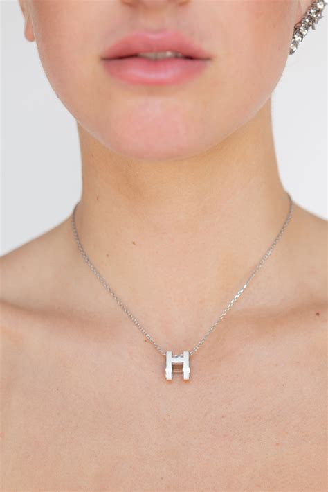 hermes silver h necklace|Hermes pop h necklace white.